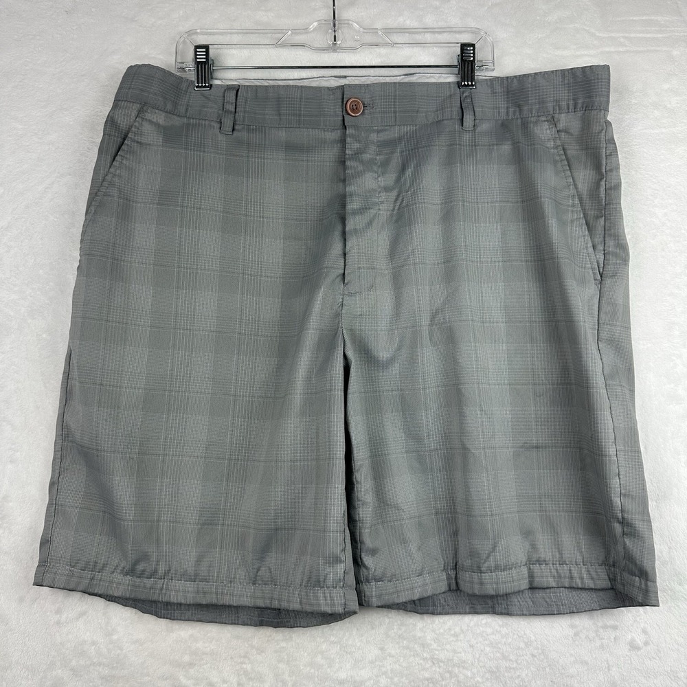 Greg‎ Norman for Tasso Elba Mens Shorts Size 40 Gray Plaid Golf Sports EUC